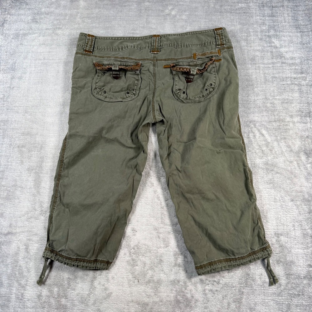 Guess Capris Womens 32 Olive Green Cargo Utility Y2K Cropped Pants AD9111 180020 - Picture 2 of 11